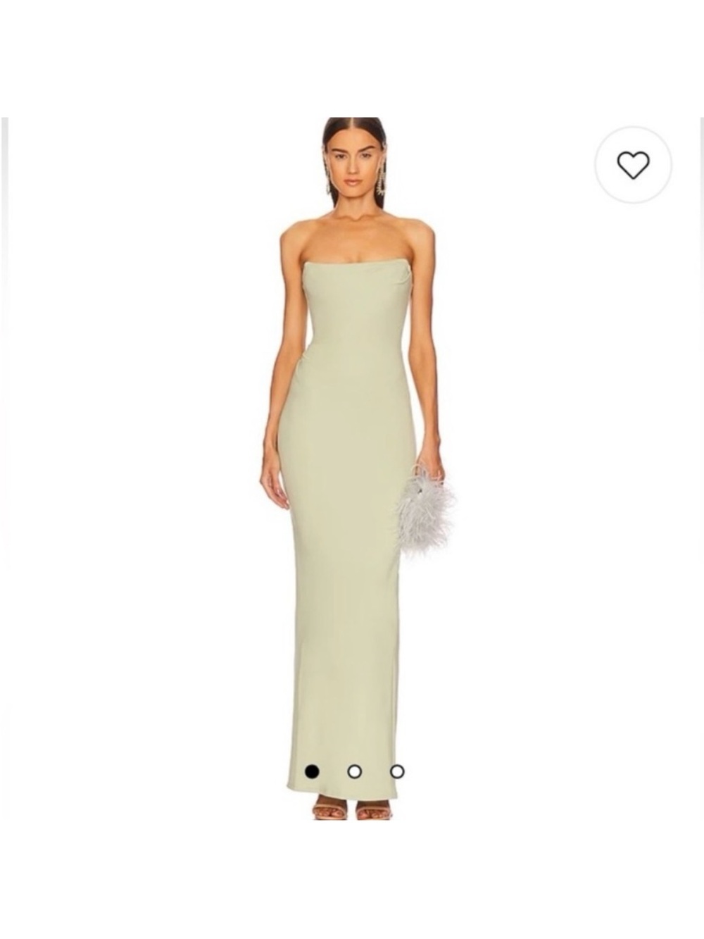 Michael Costello Strapless Long Column Gown in Light Sage